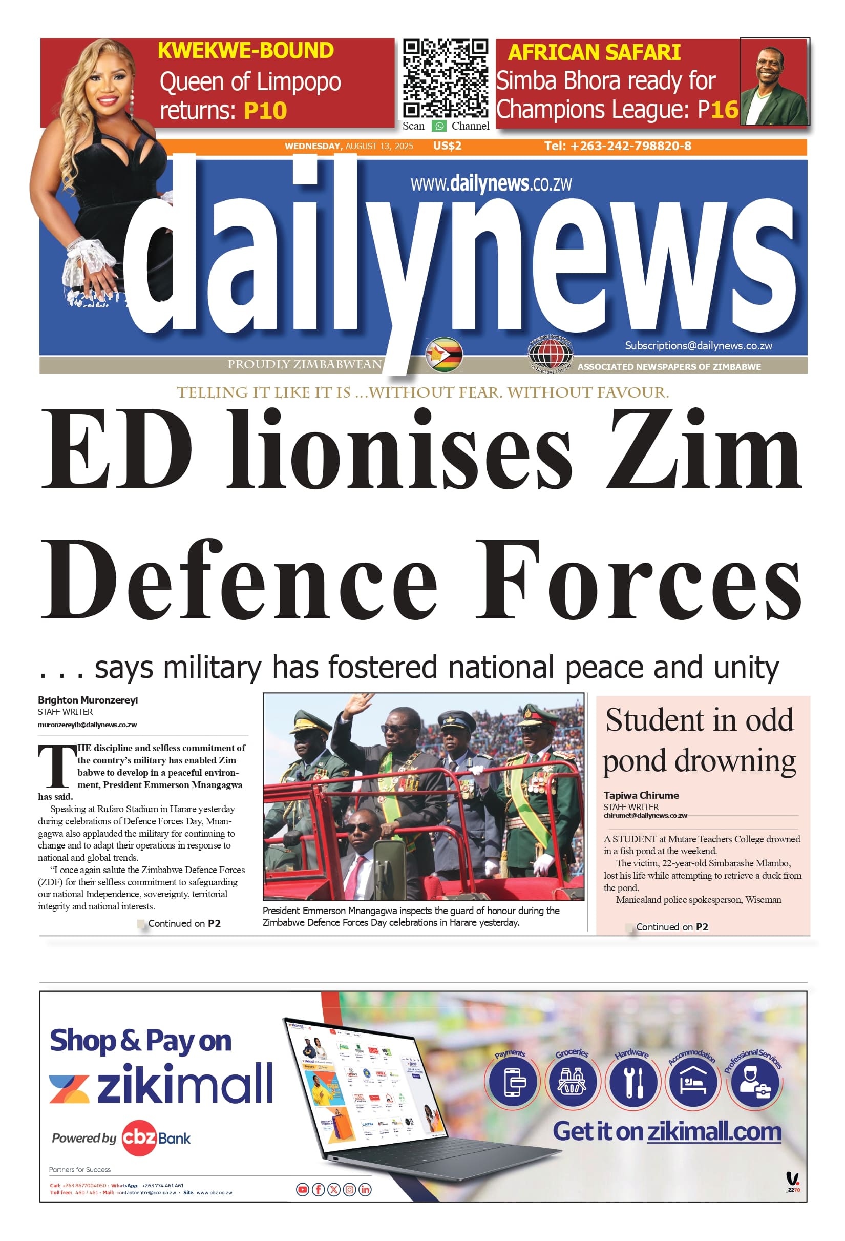 Wednesday 13 August 2025